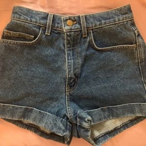 American Apparel High Waisted Shorts Dark Wash